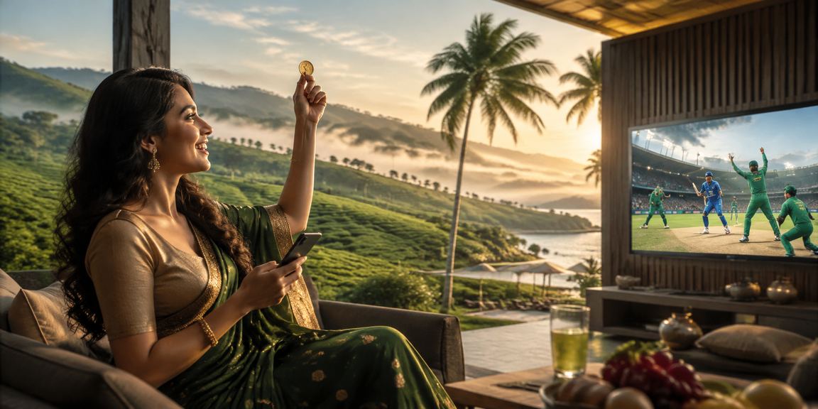 A user enjoying cricket betting amid the tea gardens of Sylhet